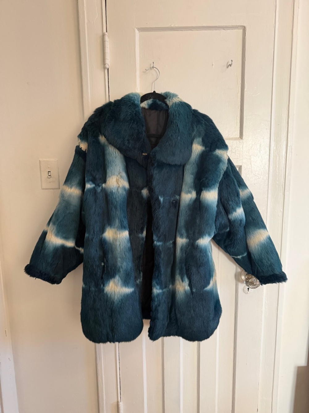 Unique Vintage Real Fur Shibori Coat